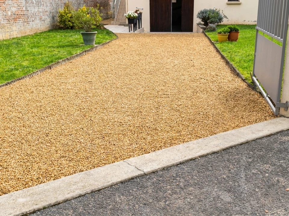 Jardin paysager moderne, extérieur résidentiel ensoleillé